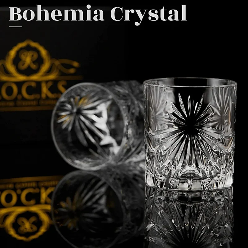 Crystal Whiskey Glasses - Set of 2 Soleil Glass Tumblers (10.7oz) - Image 2