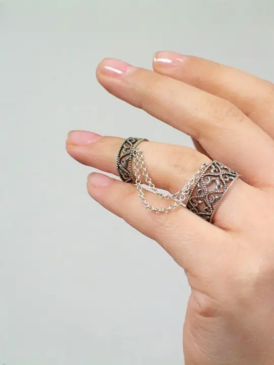 Handmade Double Finger Chain Ring | Unique Gift for Her - Image 5