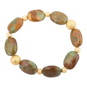 Handcrafted Patagonia green turquoise nugget bracelet with 18k gold plating