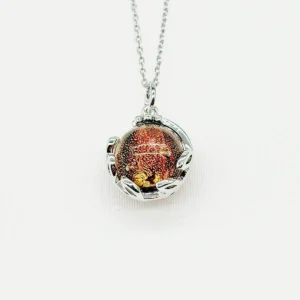 Planet Murano Aroma Necklace with gold flakes and white gold chain