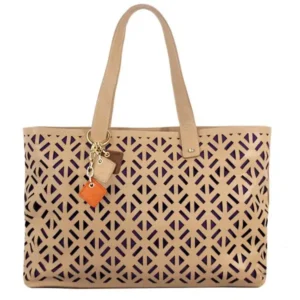 Luminous Leather Tote Tan genuine leather with gold hardware