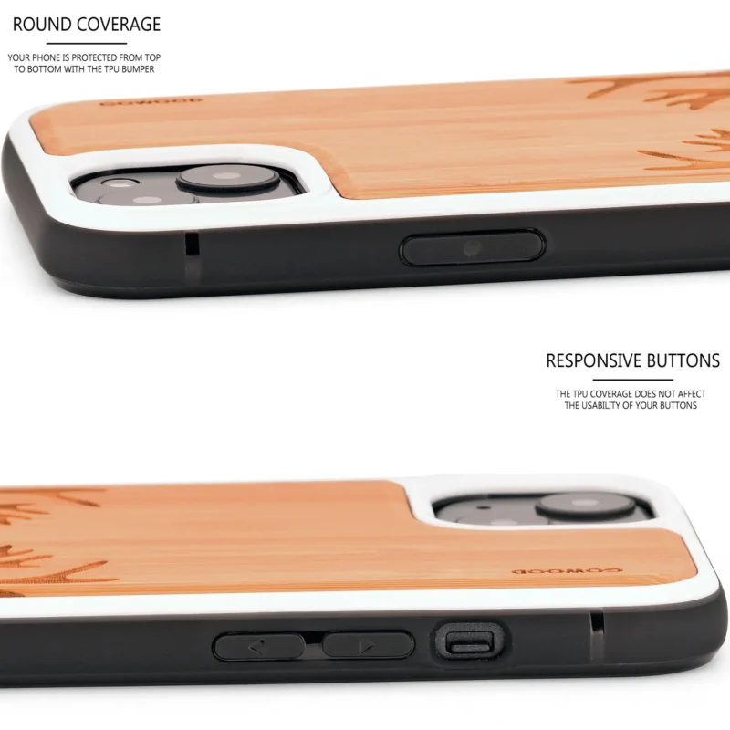 iPhone 13 Engraved Deer Bamboo Case | Slim & Shockproof - Image 3