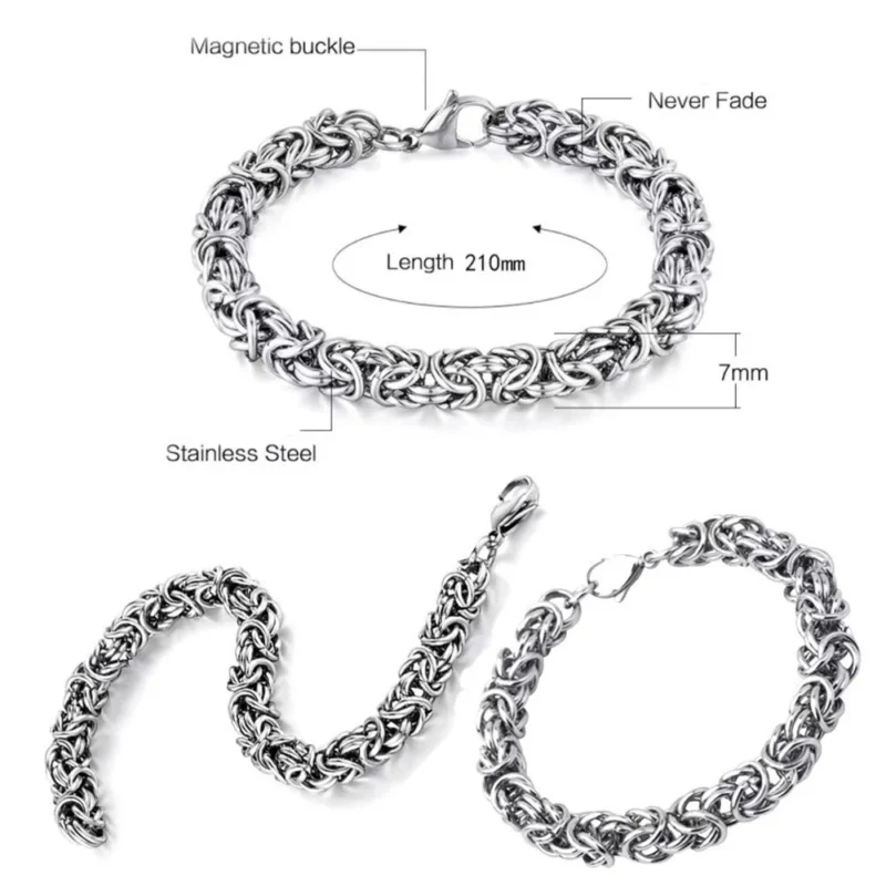 Premium Titanium Steel Byzantine Bracelet - Image 3