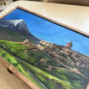 Hand-painted Armenian backgammon Khor Virap and Mount Ararat