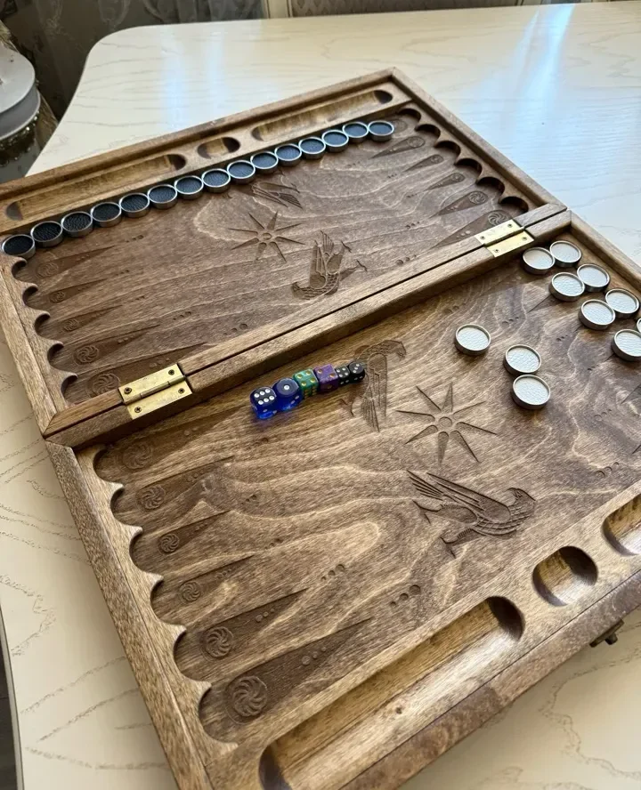 Elite 100% Artisan Handmade Wooden Backgammon - Image 2